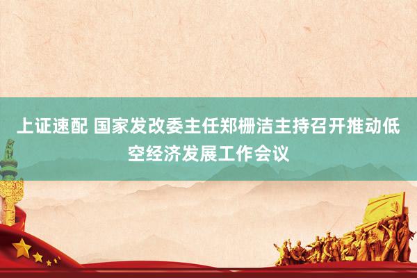上证速配 国家发改委主任郑栅洁主持召开推动低空经济发展工作会议