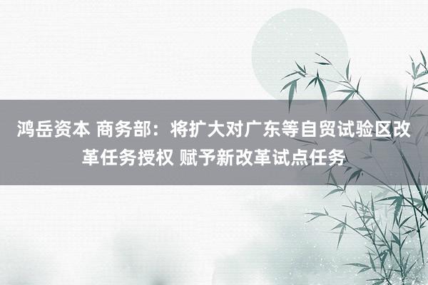 鸿岳资本 商务部：将扩大对广东等自贸试验区改革任务授权 赋予新改革试点任务